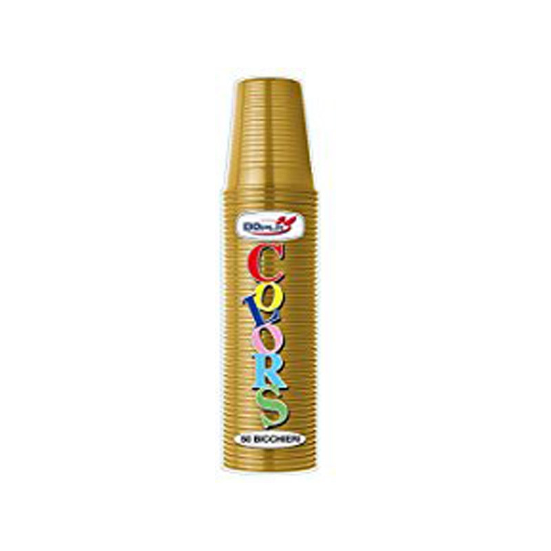 BICCHIERI IN PLASTICA COLORATA (50 PEZZI)