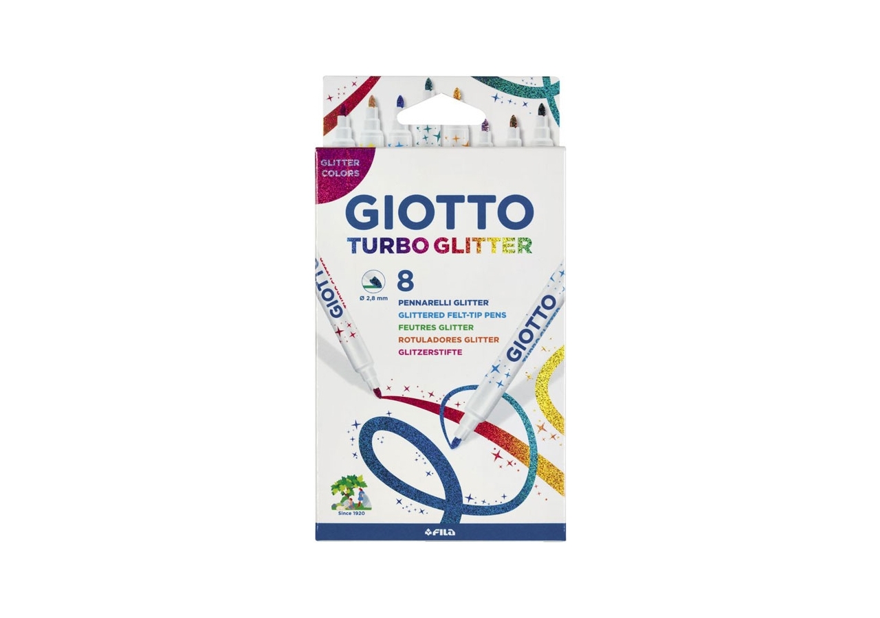 Pennarelli turbo glitter Giotto in confezione  da 8 pezzi