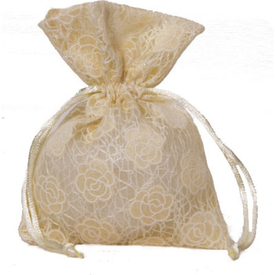 SACCHETTINI PORTACONFETTI CON ROSELLINE (12 PEZZI)