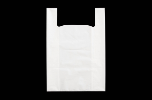 Shopper in plastica bianchi con manici a bretella (15 kg)