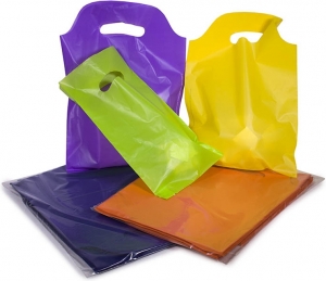 Buste shopper in plastica con manico a fagiolo 25x35cm (100 pezzi)