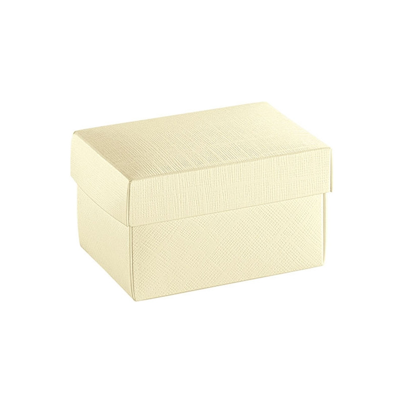 SCATOLE CON COPERCHIO QUADRATE SETA AVORIO