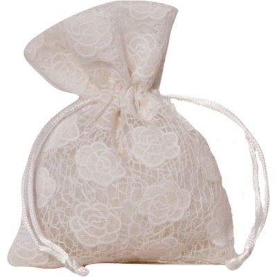 SACCHETTINI PORTACONFETTI CON ROSELLINE (12 PEZZI)