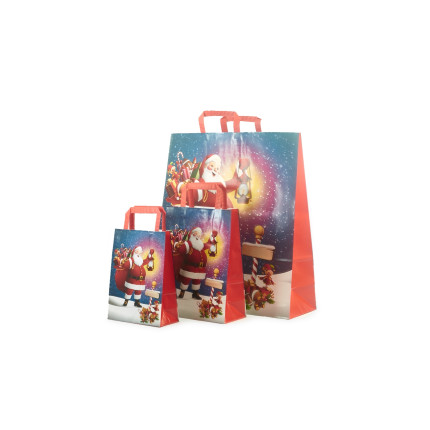Sacchetti in Carta con Maniglia Piatta Babbo Natale Sacchetti in Carta con Maniglia Piatta Babbo Natale