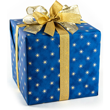 carta da regalo con stampa stelle oro, in confezione da 25 fogli. Disponibile in rosso e blu. vendita all'ingrosso e online