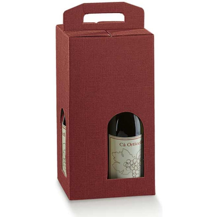 Scatole per quattro bottiglie con maniglia bordeaux