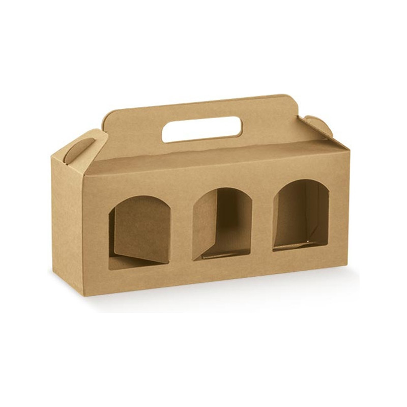 Scatola porta vasetti per confetture avana 3 vasetti  vendita online all'ingrosso b2b