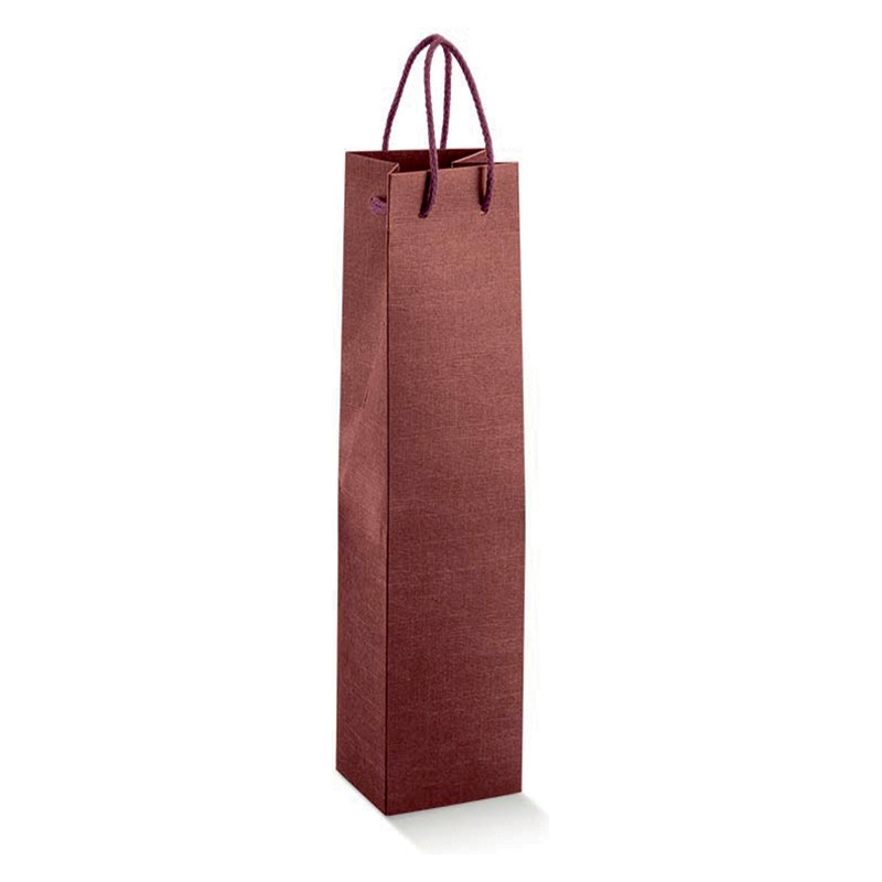 Shopper Porta Bottiglia Colorati in Carta con Cordino in Cotone bordeaux