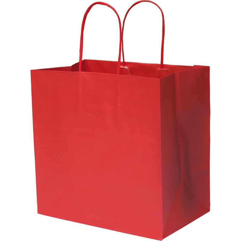 Sacchetto in carta rosso con manico rinforzato