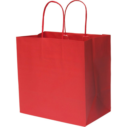 Sacchetto in carta rosso con manico rinforzato