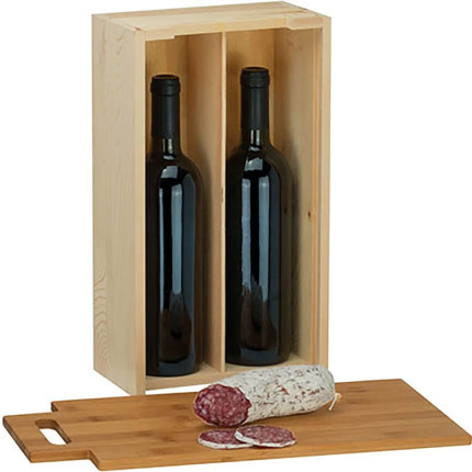 Cassetta in Legno con Tagliere per 2 Bottiglie Vendita online all'ingrosso