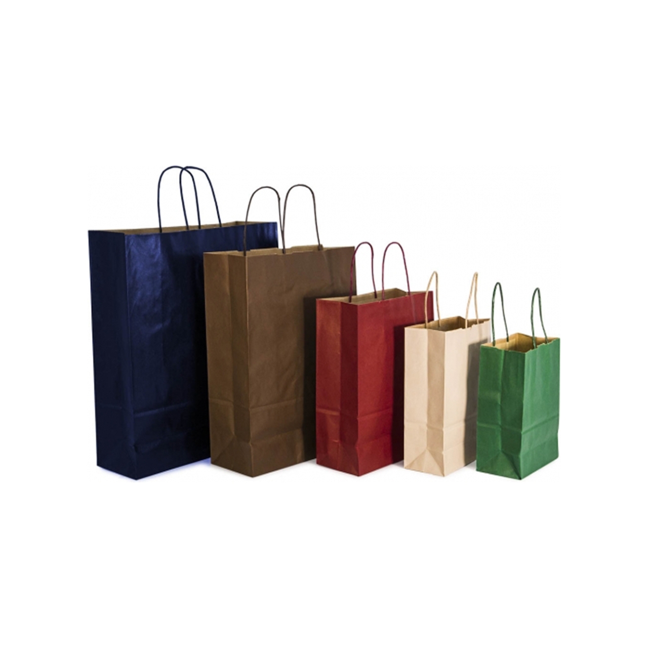 SHOPPER COLORATI IN CARTA. COLORI SCURI E INTERNO AVANA - VENDITA ONLINE ALL'INGROSSO B2B