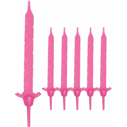 Candeline con sostegno (24 pezzi) ROSA Candeline con sostegno (24 pezzi) ROSA