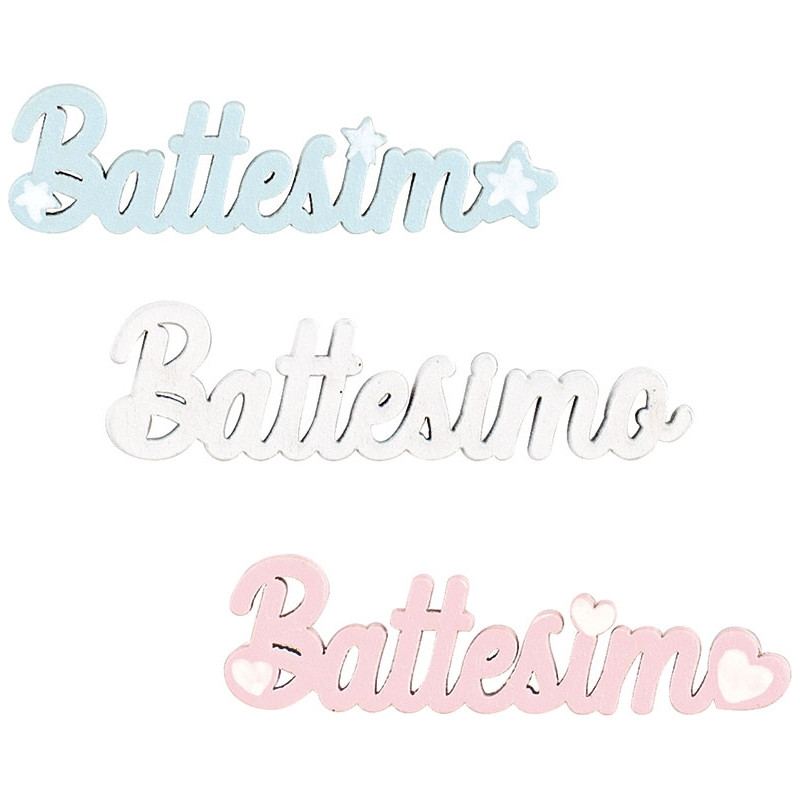 Scritta battesimo in legno