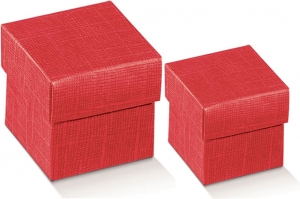 Scatola con coperchio seta rosso