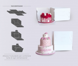 Scatola Porta Torta Magica con Altezza Regolabile - Vendita Ingrosso Scatola Porta Torta Magica con Altezza Regolabile - Vendita Ingrosso