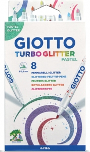 Pennarelli turbo glitter pastel Giotto confezione da 8 pezzi