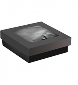 Scatola per delivery kray in cartoncino nero con finestra trasparente per professionisti online partita iva Scatola per delivery kray in cartoncino nero con finestra trasparente per professionisti online partita iva