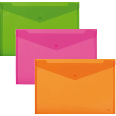 Buste fluo con bottone in confezione da 5 pezzi