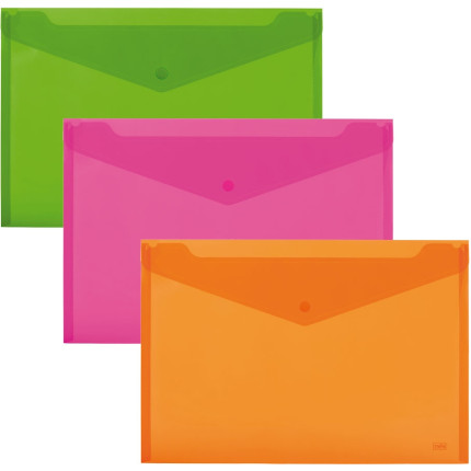 Buste fluo con bottone in confezione da 5 pezzi Buste fluo con bottone in confezione da 5 pezzi