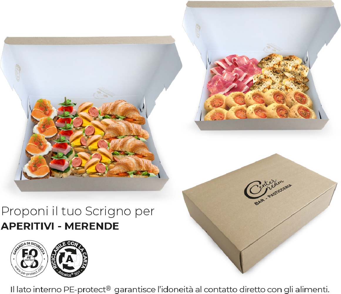 scatola per uso alimentare in cartoncino politenato