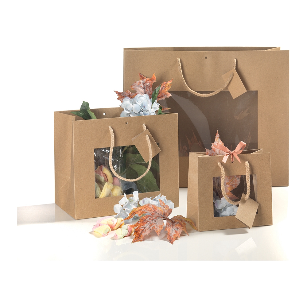 Busta shopper in carta kraft con finestra