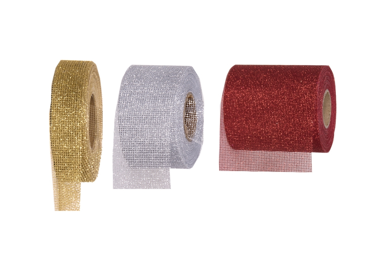 Nastro rete glitter- Disponibile nei colori rosso, oro e argento. vendita all'ingrosso e online