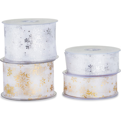 Nastro in organza con stampa fantasia fiocco di neve