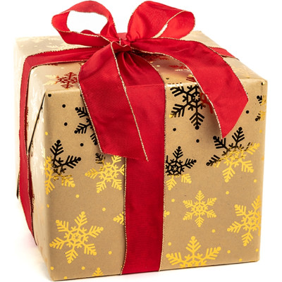 Carta regalo metal kraft con stamp fiocchi di neve in confezione da 10 fogli