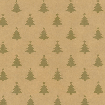 Bobina in carta regalo Kraft con fantasia pini color oro