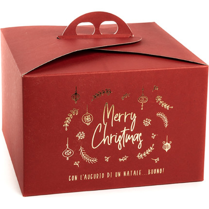 scatola porta panettone con stampa merry xmas per un natale buono
