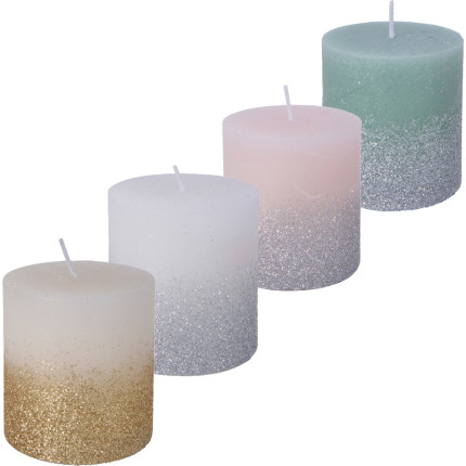 Candele glitterate colorate da 7,5cm