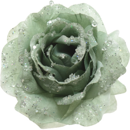 Rosa con clip verde