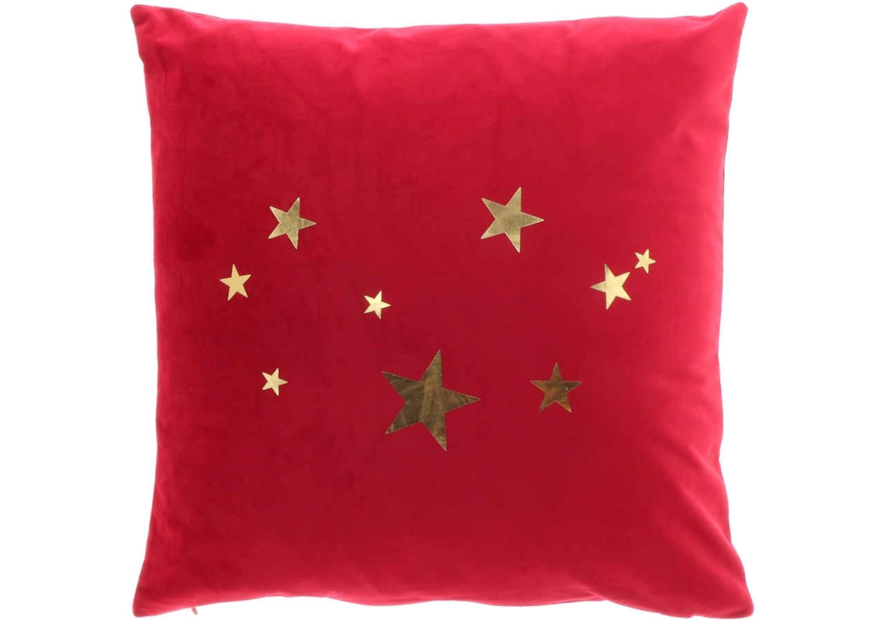 Cuscino rosso con stelline oro