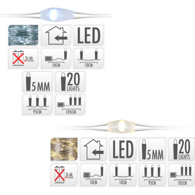 Filo metal 20 luci led a batteria