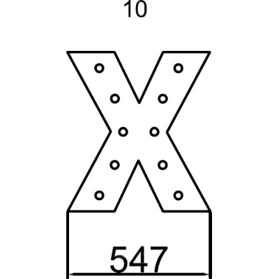 Maxi lettera X luminosa con struttura in metallo