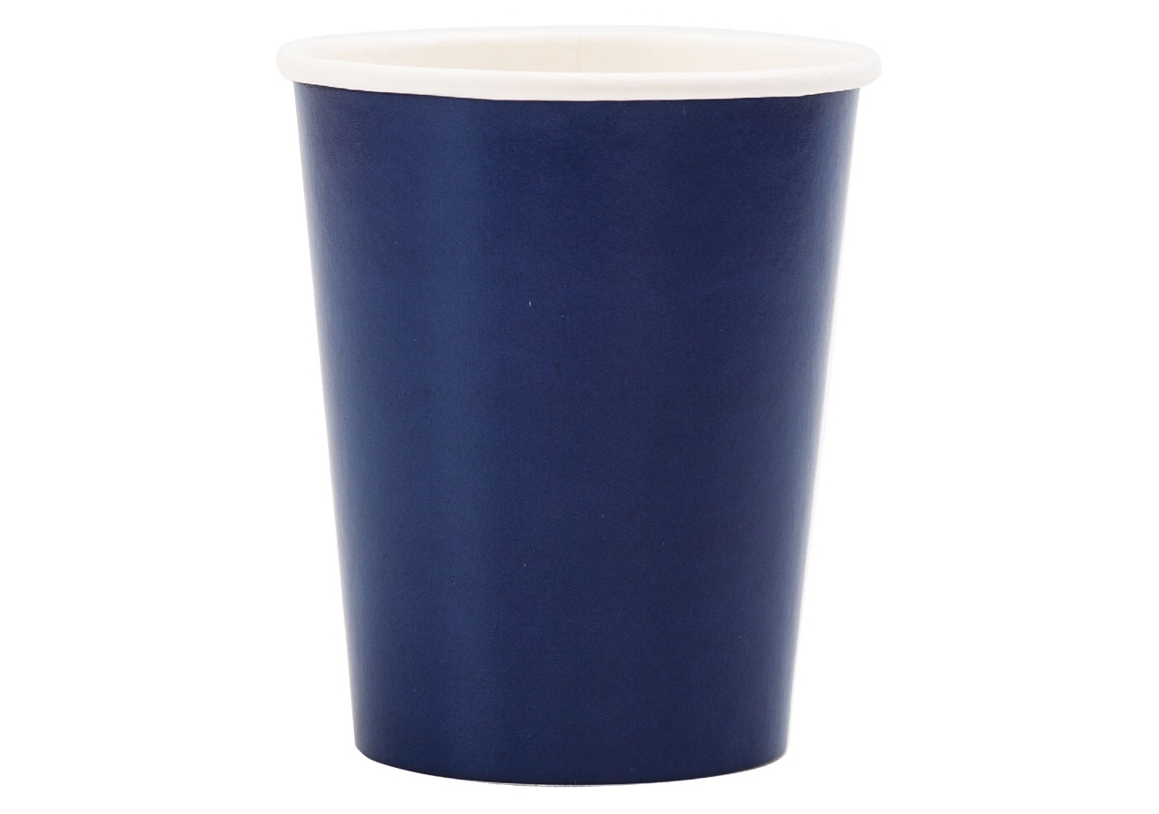 Bicchieri in cartoncino color blu in confezione da 8 pezzi