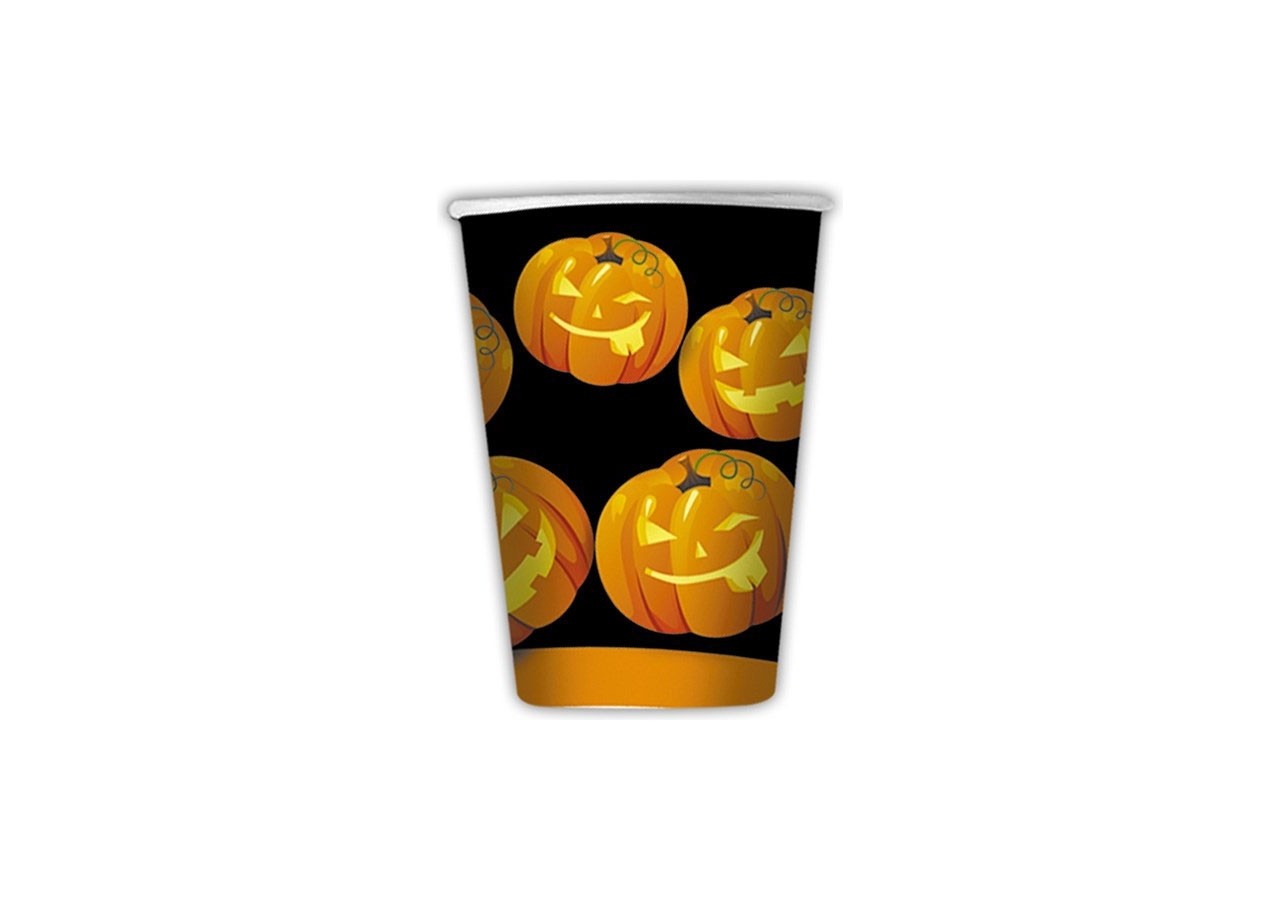 Bicchieri in cartoncino con stampa zucche Halloween in confezione da 8 pezzi