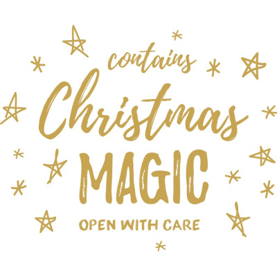 Buste in tessuto non tessuto bianco con stampa Christmas magic in oro