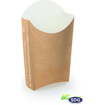 Contenitore porta patatine e fritti in cartoncino compostabile FORMATO TASCA RETTANGOLARE - vendita ingrosso b2b online