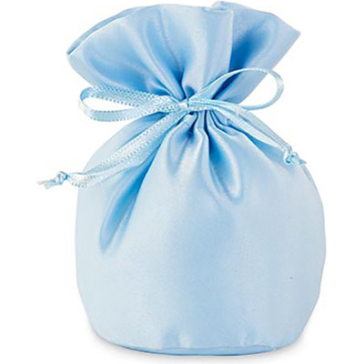 Sacchetto portaconfetti in raso azzurro 12cm (12 pezzi)