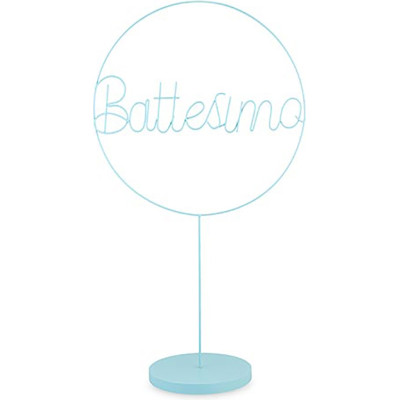 Cerchio battesimo azzurro con base