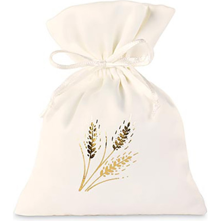 Sacchetto in raso con stampa spighe in oro (12 pezzi)