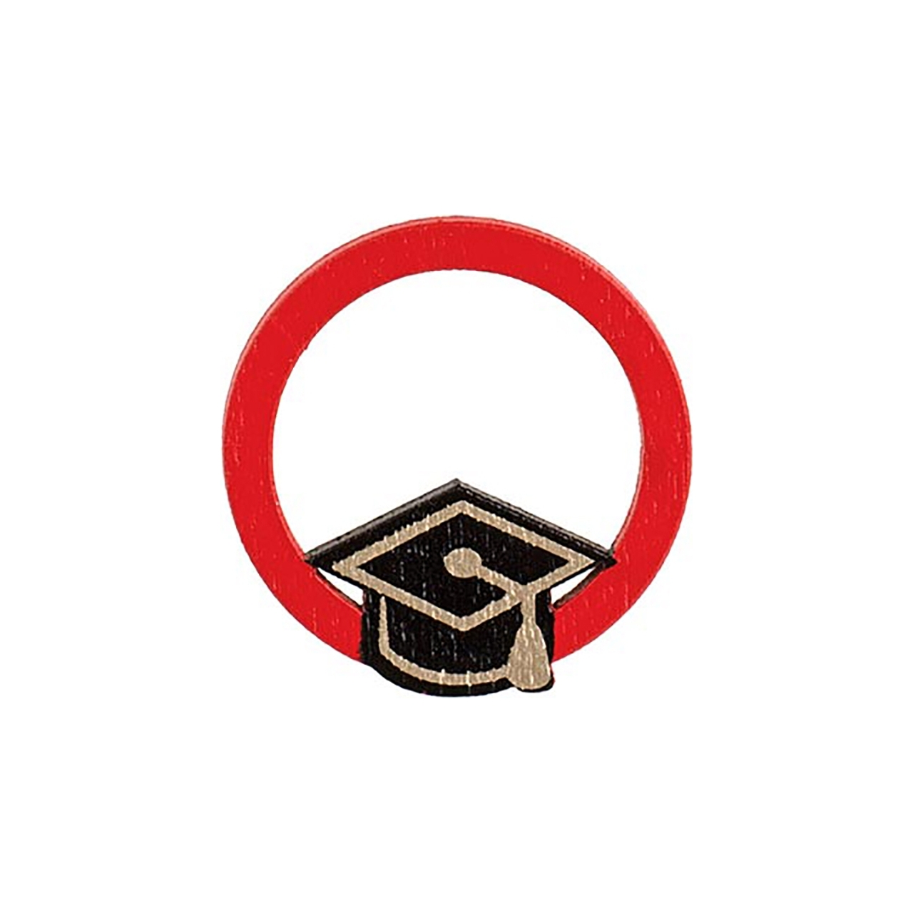 Cerchio rosso con tocco laurea in legno (12 pezzi)
