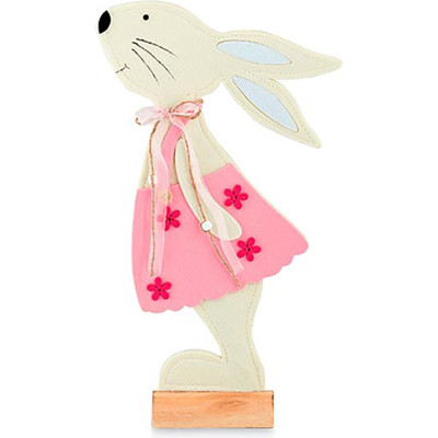 Coniglietta decorativa con base in legno