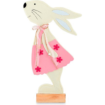 Coniglietta decorativa con base in legno