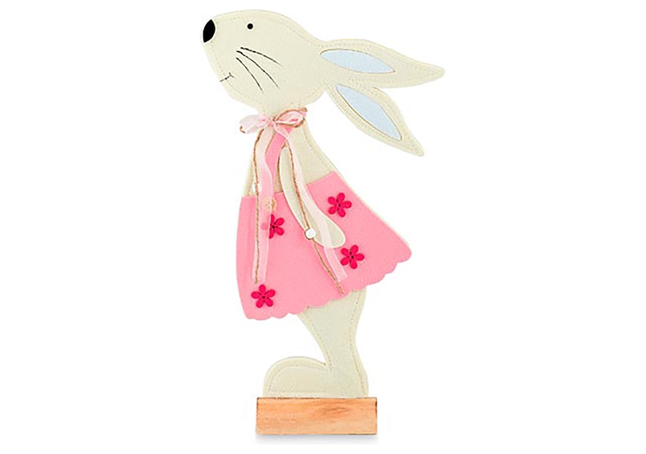 Coniglietta decorativa con base in legno