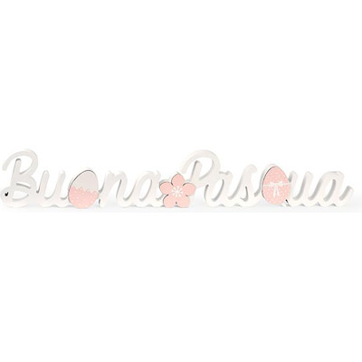 Scritta in legno buona pasqua con decori