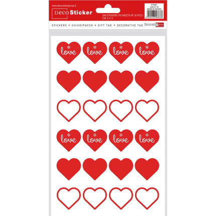 Etichette con cuori love in confezione da 240 pezzi