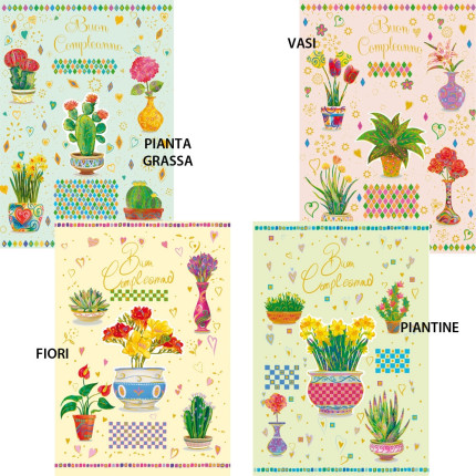 Biglietto compleaanno piante e fiori